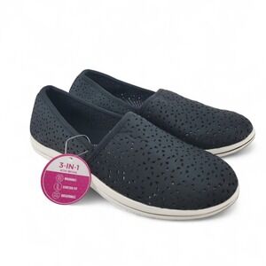 Clarks Angie Pearl 7.5W Black Leather Comfort Work Clogs Shoes NEW